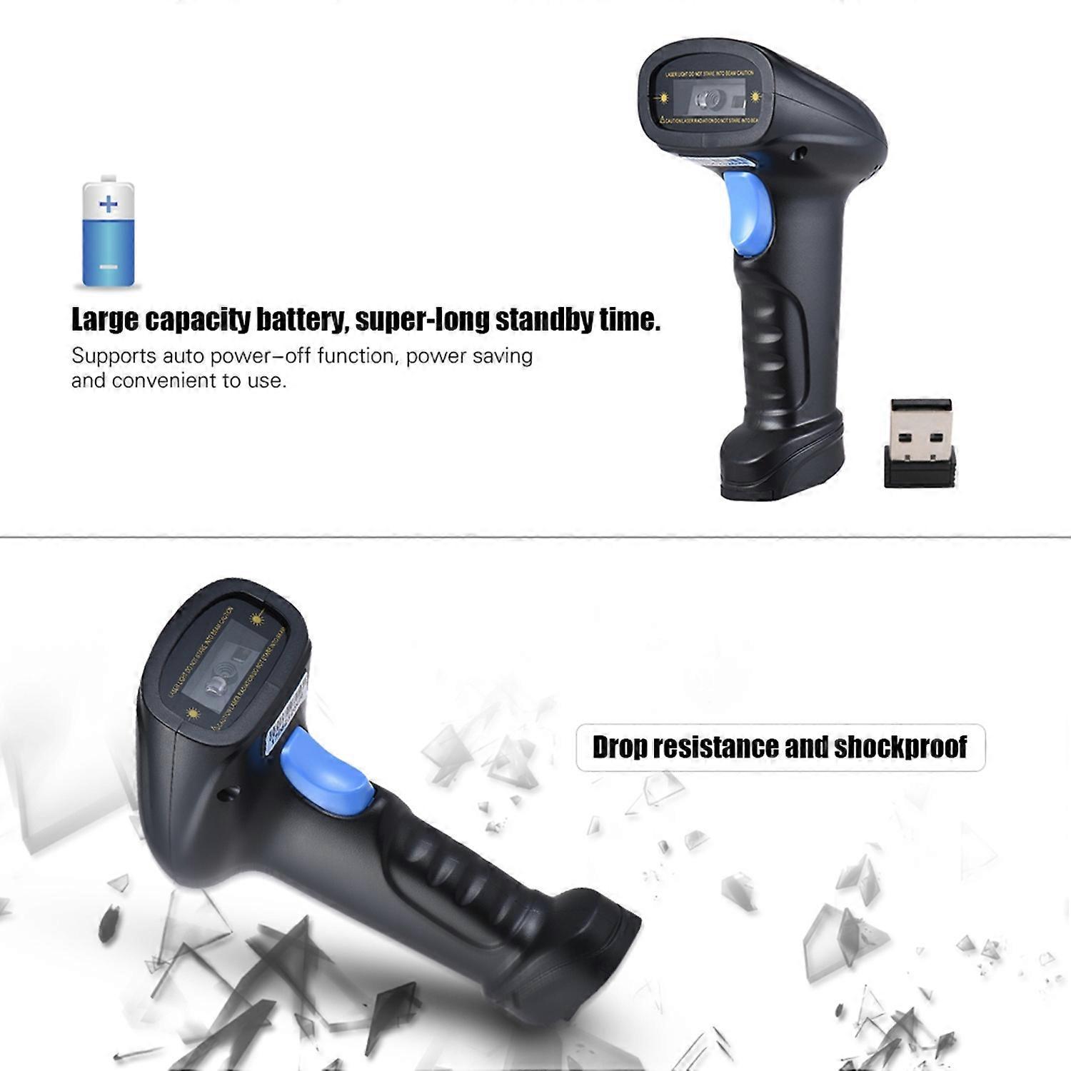 Handheld 2.4G Wireless 1D/2D/QR Barcode Scanner Bar Code Reader with USB Receiver 4000 Code Storage
