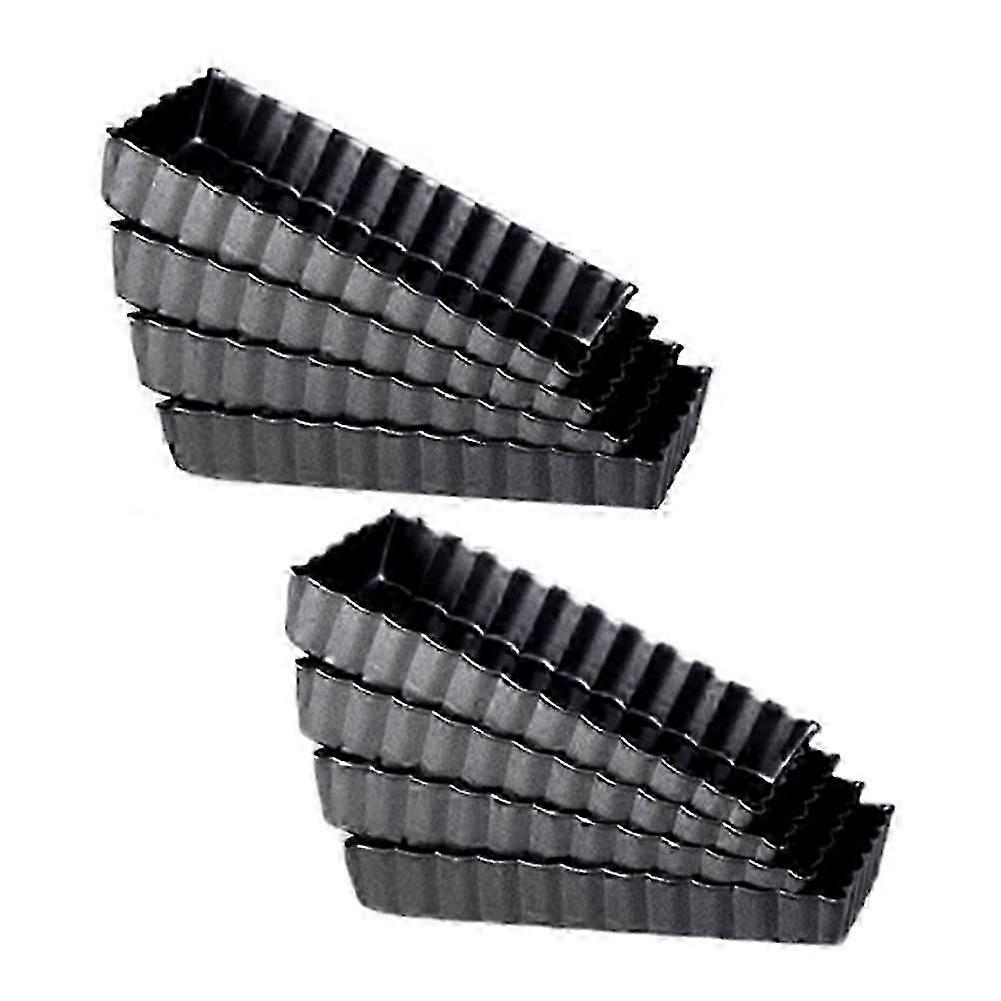 8 Pcs Non-Stick Quiche Tart Pans Rectangle with Removable Bottom,Fluted Tart Tin for Fruit Pie Cake