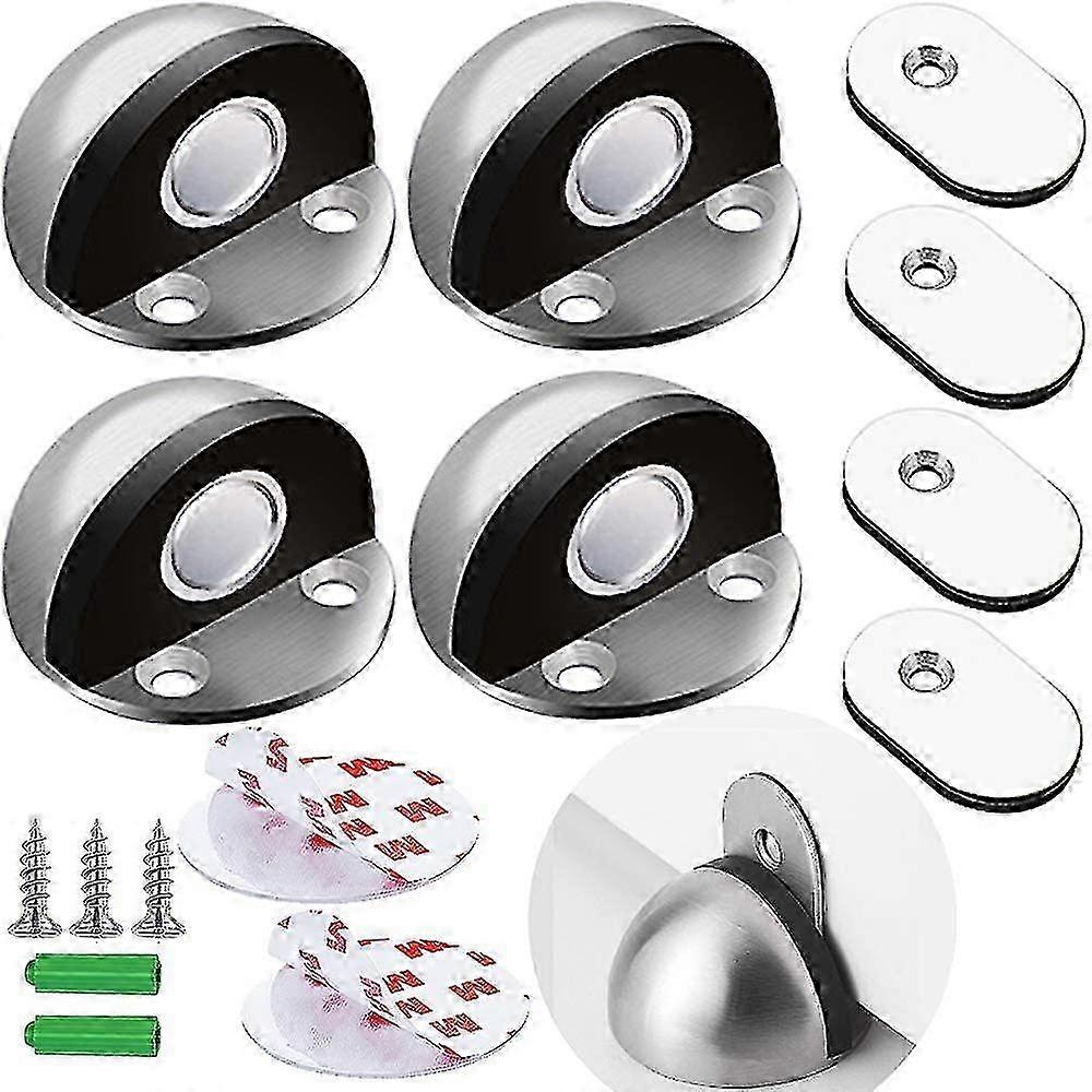 4 pièces adhésive en acier inoxydable butée de porte magnétique avec pare-chocs en caoutchouc butées de porte robustes f26