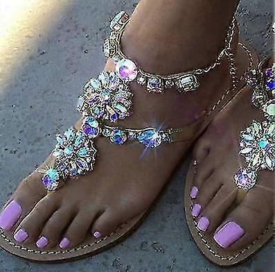 Womens Sandals Shiny Shoes Shiny Flat Sandals Daily Beach Summer Shiny Shiny Shiny Flat Heels Open Toe Elegant Leisure Minimalist Artificial Leather G