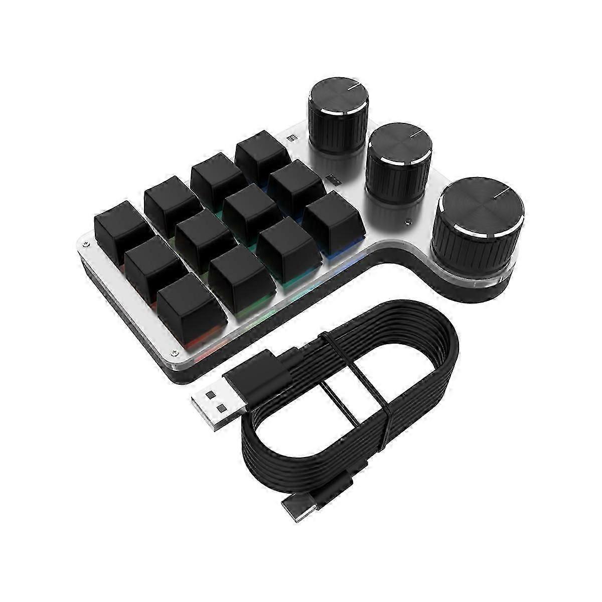 2026 new Programmable DIY Mechanical Keyboard RGB 12 Keys 3 Knob Custom Macro Keypad Bluetooth Hotswap Keybo
