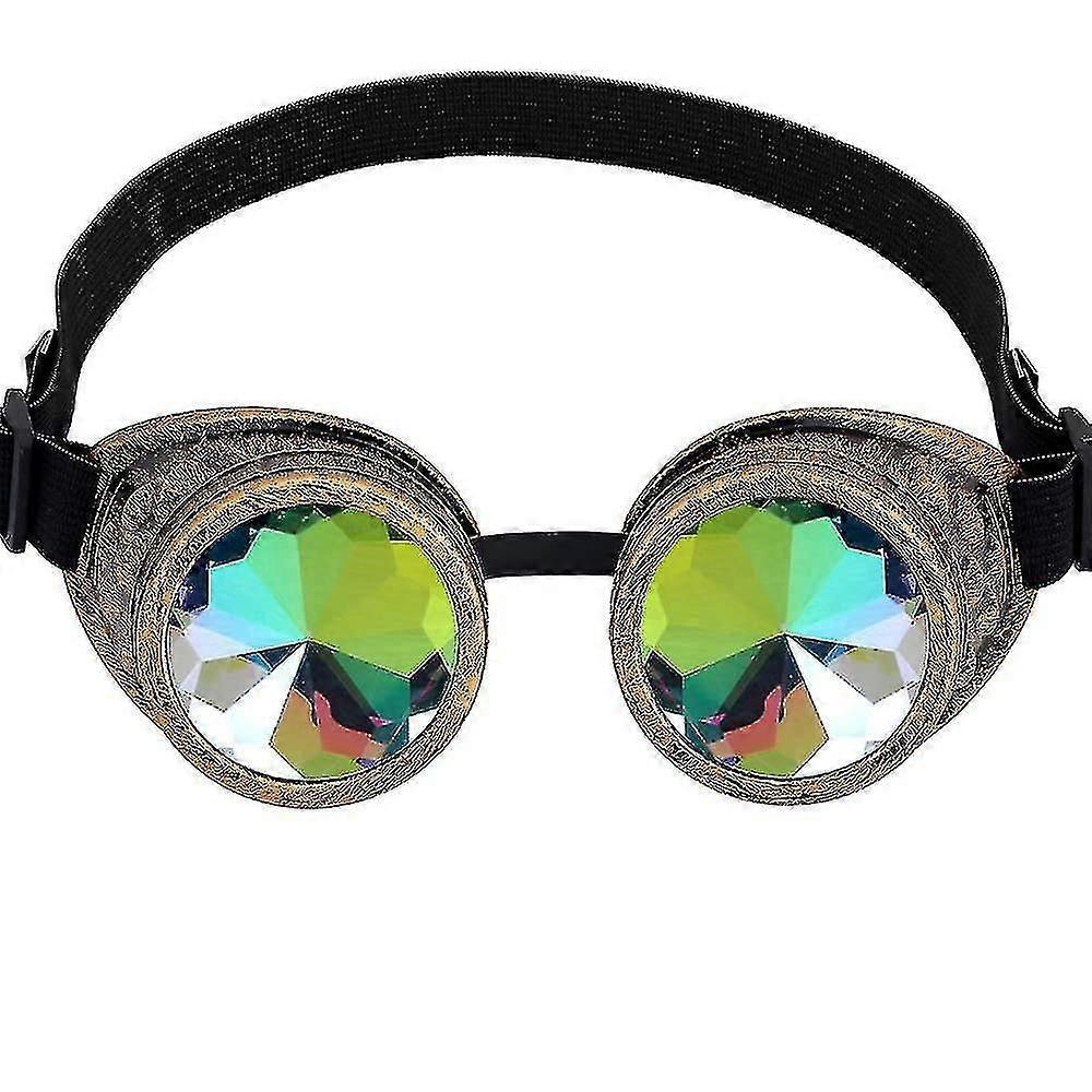 Kalejdoskop Beskyttelsesbriller kompatible Trippy Psykedelisk Steampunk Briller Med Regnbue Prisme Diffraktion Krystal Linser