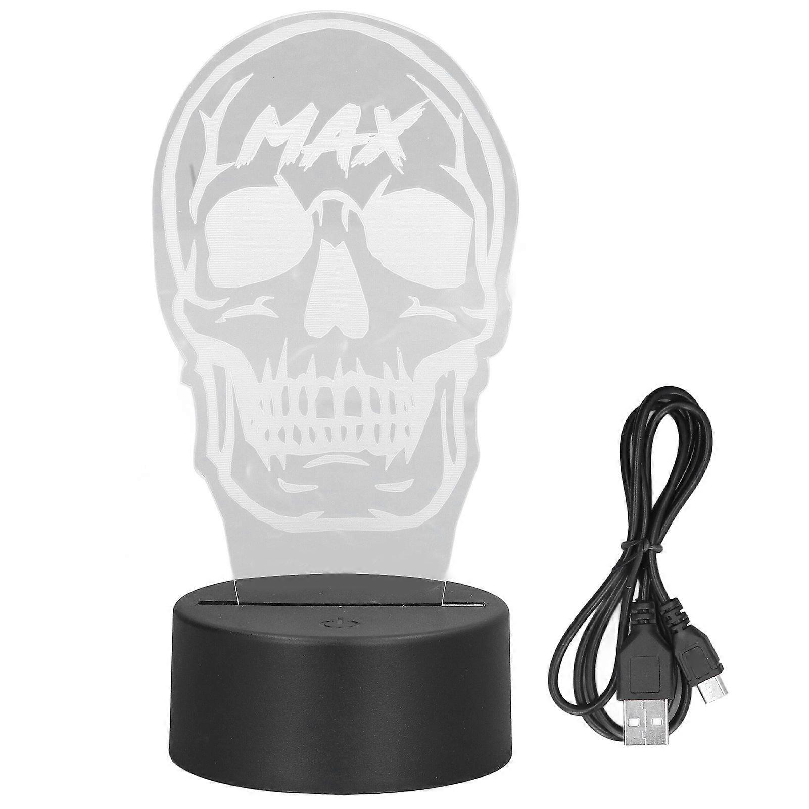 7 - Color Touch - Changing Skull 3D LED Night Light, USB - Powered, for Table Decoration and Birthday Gift