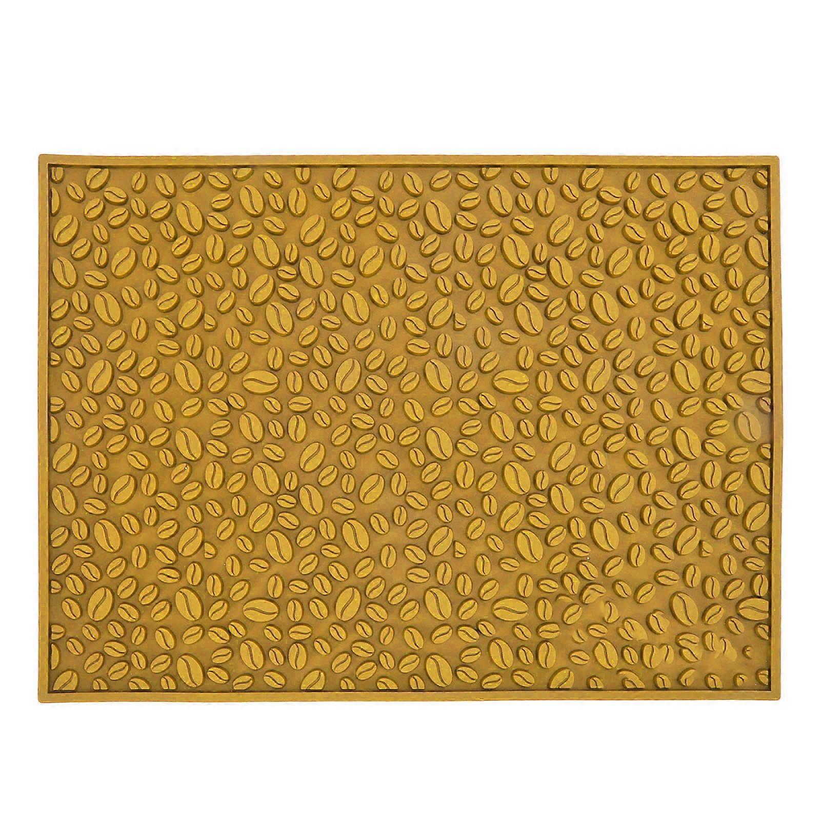 Non Slip Cup Mat Coffee Bean Design Desktop Bar Counter PVC Pad for Water Draining Filtering Yellow