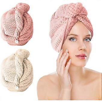 2 Pieces Microfibre Turban Towel Super Absorbent Quick Towel With Button Design Absorben