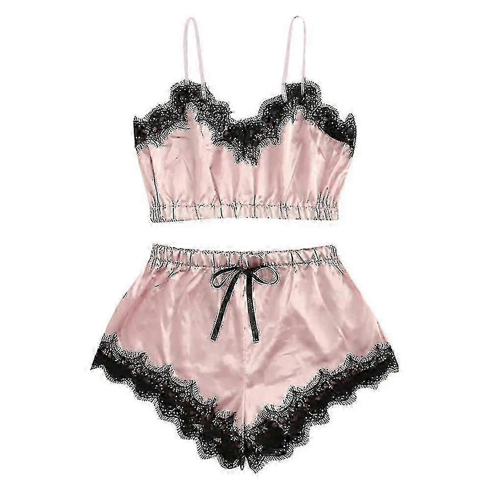 Shanghai Yangxin Femmes Dentelle Soie Satin Cami Vest Top Shorts Pyjamas Pjs Lingerie Set Sleepwear
