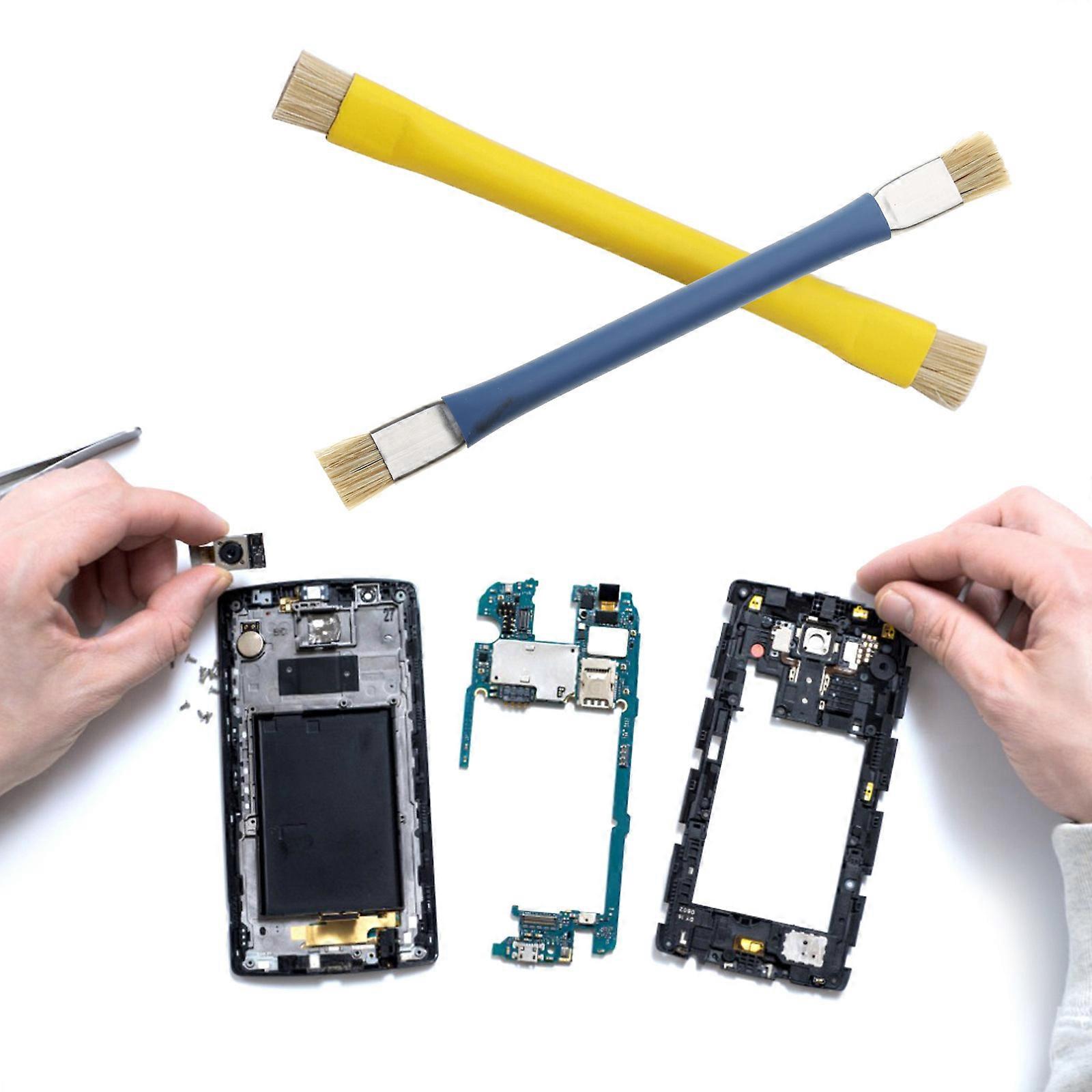 2 Pack Lab Cleaning Anti Static ESD Brush Set Suitable for Mobile Phone Keyboard Tablet PCB BGA Repair Soldering 2 Color  blue