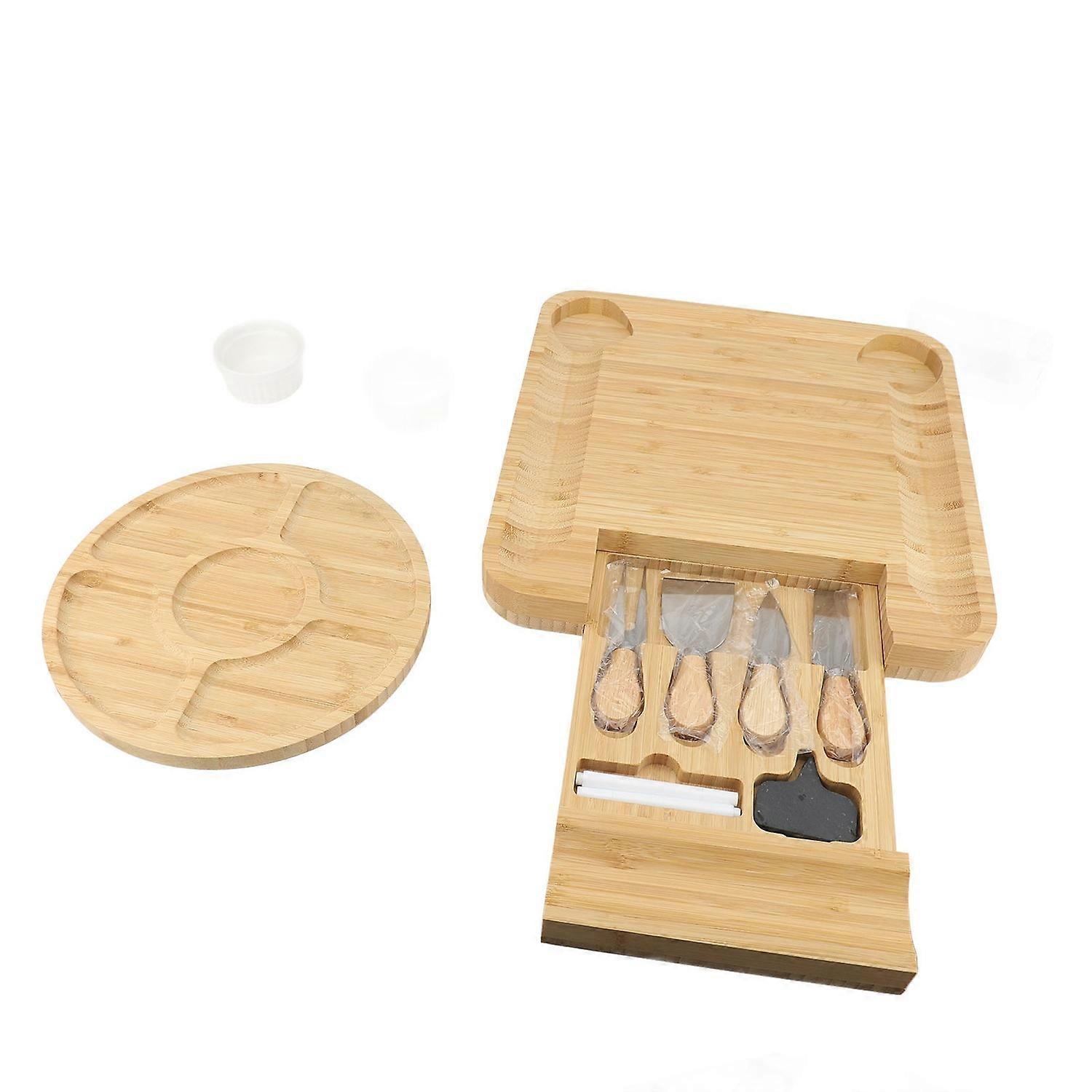 Charcuterie Board Set Bambusoideae Serving Tray Charcuterie Cheese Board with Drawer Cutlery for Hou