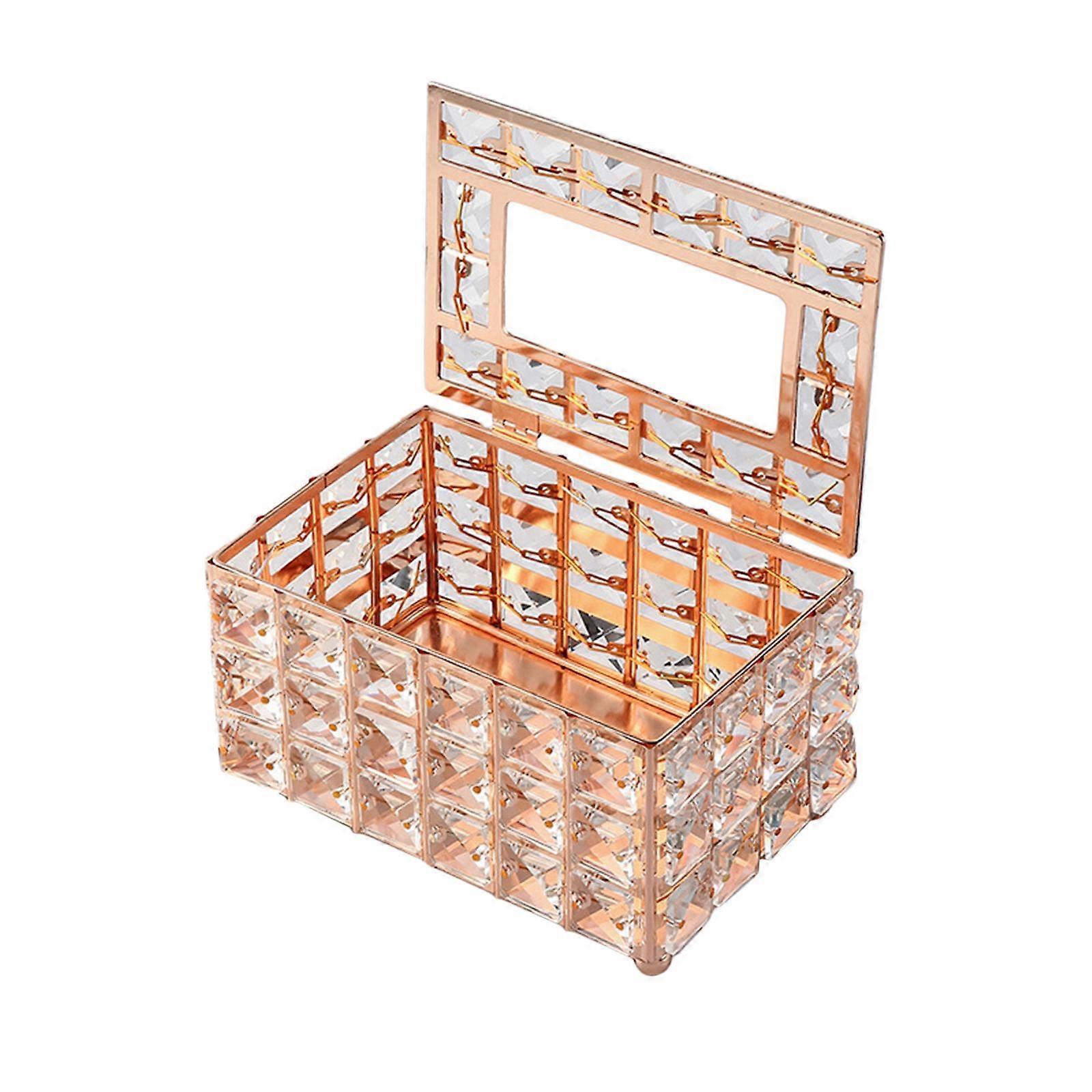 Elegant Crystal Tissue Box Cover Napkin Holder Rectangular for Dining Vanity