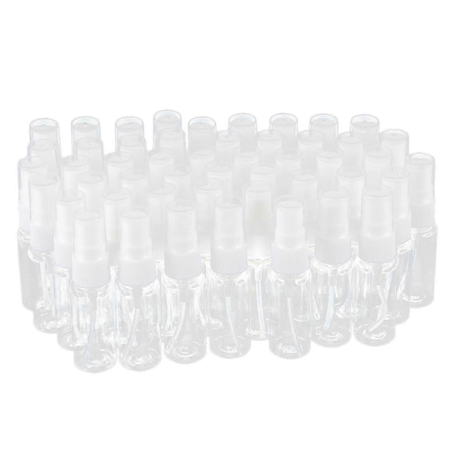 50-pack Empty Clear Plastic Fine Mist Spray Bottles with Microfiber Cleaning Cloth, 20ml Refillable