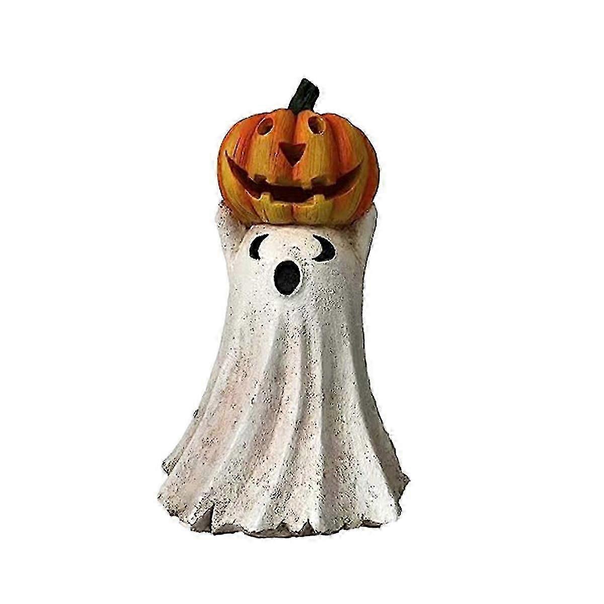 Halloween Ghost Pumpkin Figurines Rustic Resin Ghost Halloween Statue Pumpkin Figurines Novelty Hal