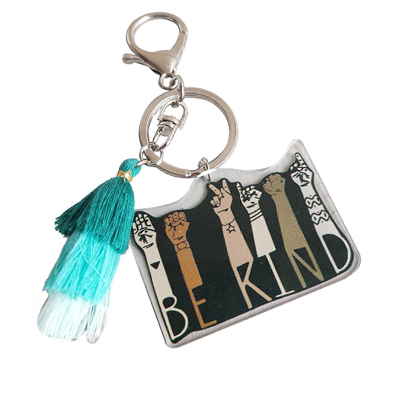 Mini Acrylic Keychains Boho Rainbow Color Charms with Tassels Handcrafted Accessory for Car for Key Purse Phone Wallet