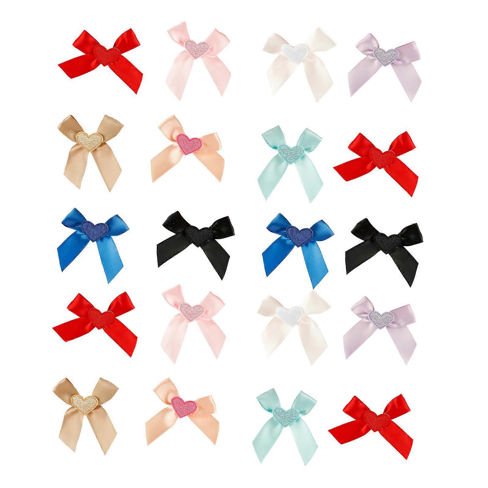 Set Of 20 Assorted Bowknot Cloth Patches Dressmaking Supply Sewing On Patches For Clothing Headband And Craft Project Mixed color