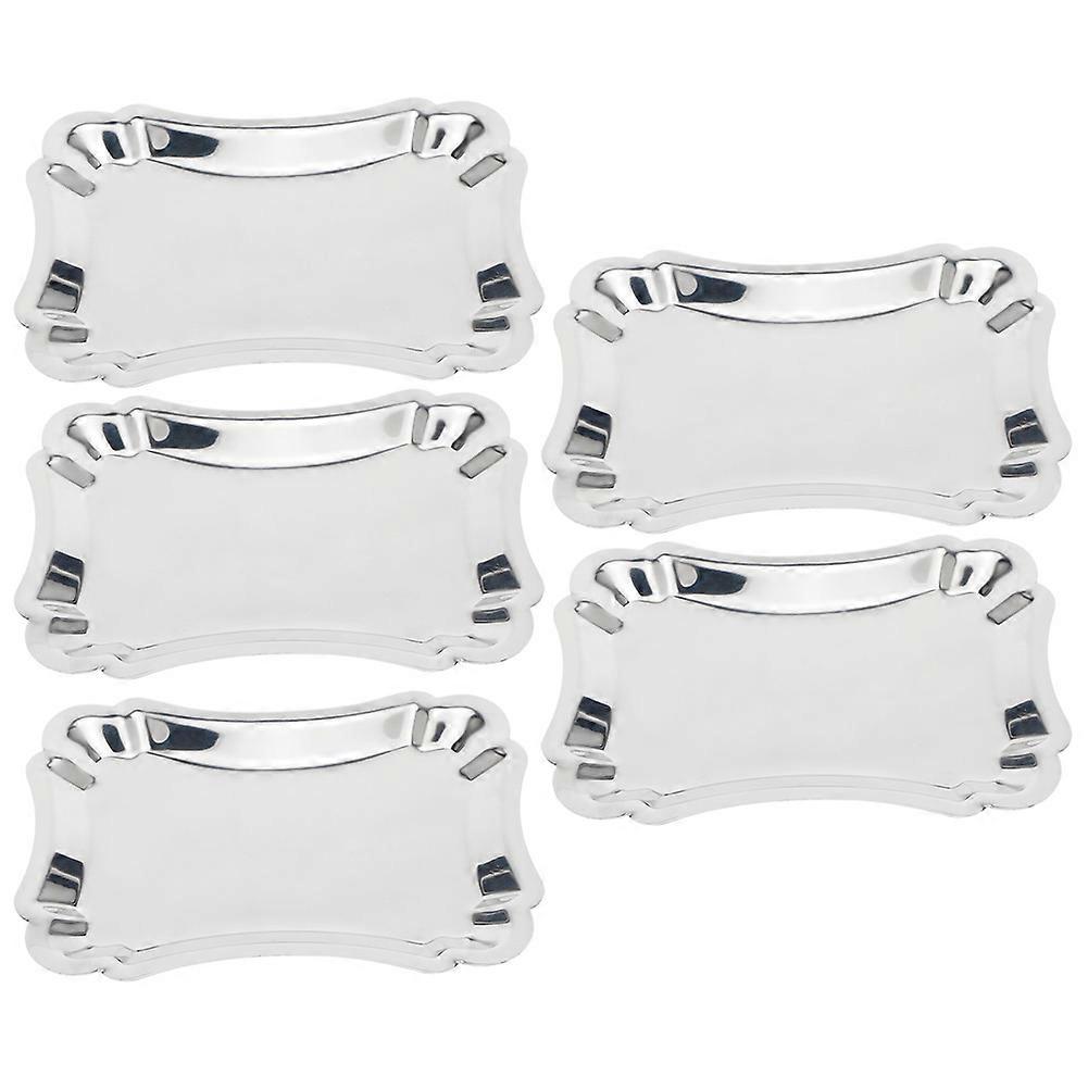 5Pcs Stainless Steel Rectangular Table Snack Dessert Service Plate Towel Storage Dish