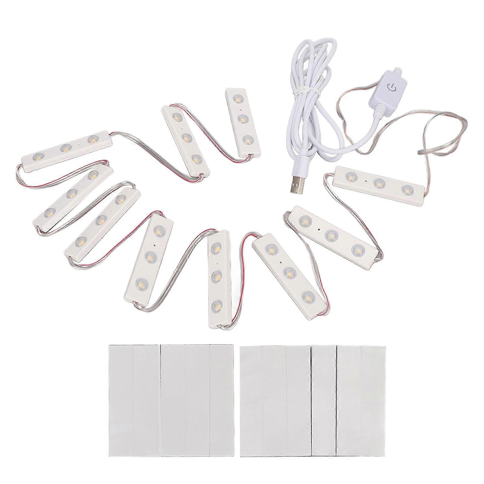 LED Touch Bathroom Mirror Light, White Light, Dimmable, USB, 10 String Lights (30 Light Chips)