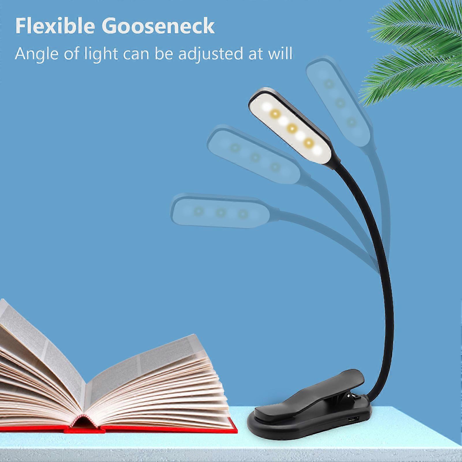 Rechargeable 7 LED Reading Light with 3 Brightness Levels, Touch Switch, Bedside Lamp for Kids, Bookworms, Easy to Clip