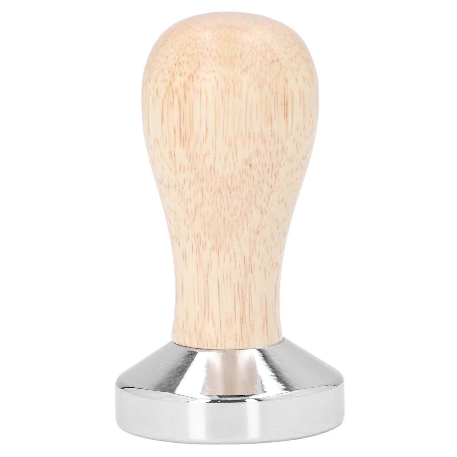 Detachable Food Grade Stainless Steel Coffee Tamper Flat Bottom Coffee Powder Press Hammer with Wooden Handle 49mm