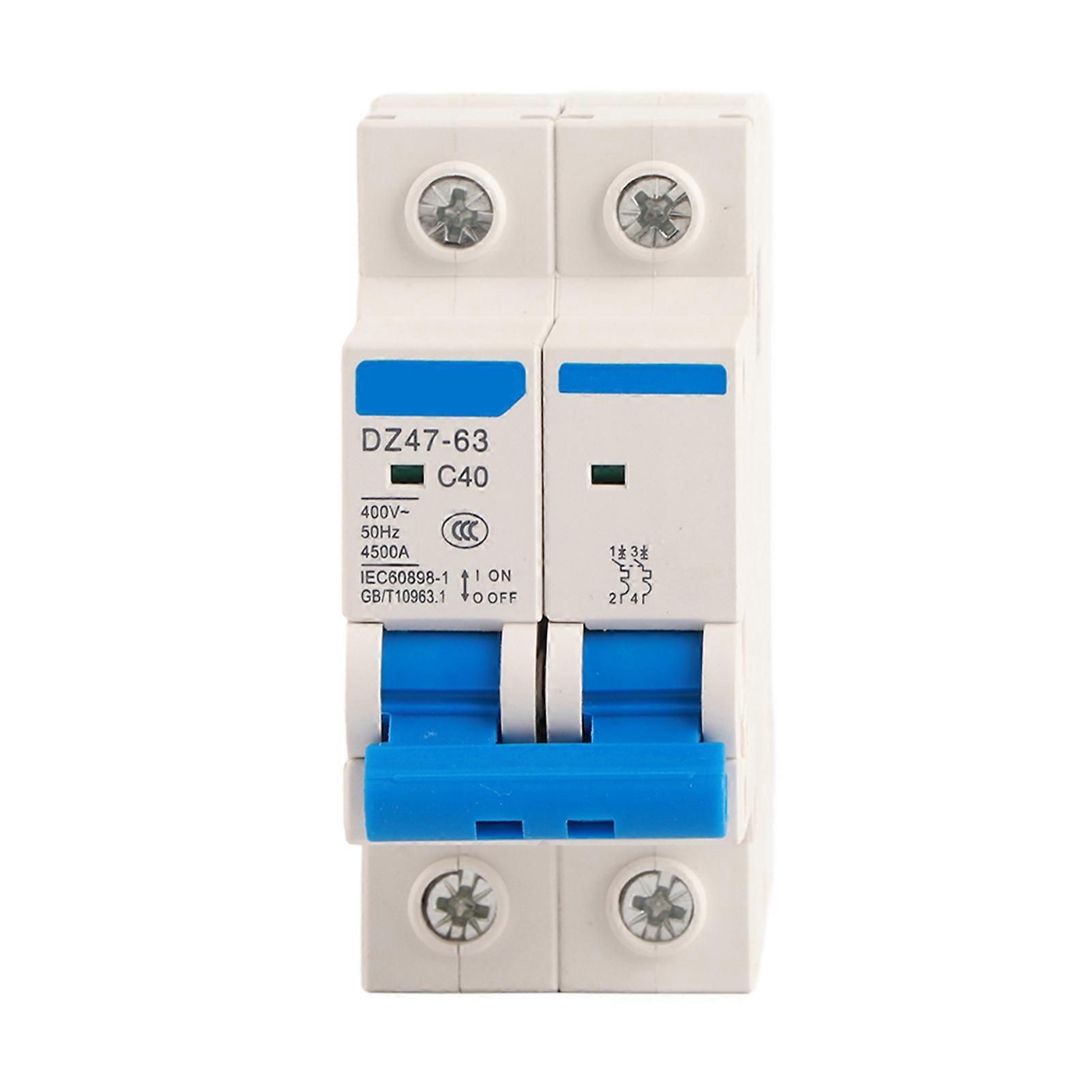 DZ47-63 2P Miniature Circuit Breaker Leakage Protection Air Switch 400VAC(40A)