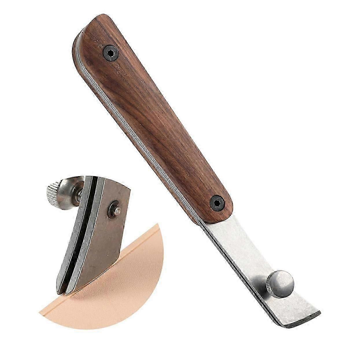Adjustable Edge Creaser for Leather Crafting and Working Tools, Stainless Steel with Black Walnut H