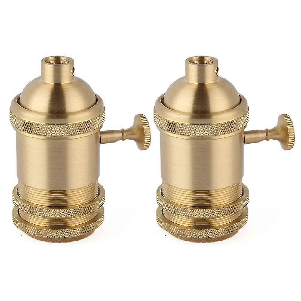 2 Pack Solid Brass Appearance Antique Light Socket, DIY Antique-Like Upgrade, CNC Machined Metal Shell, E26/E27 Edison Retro Lamp Holder