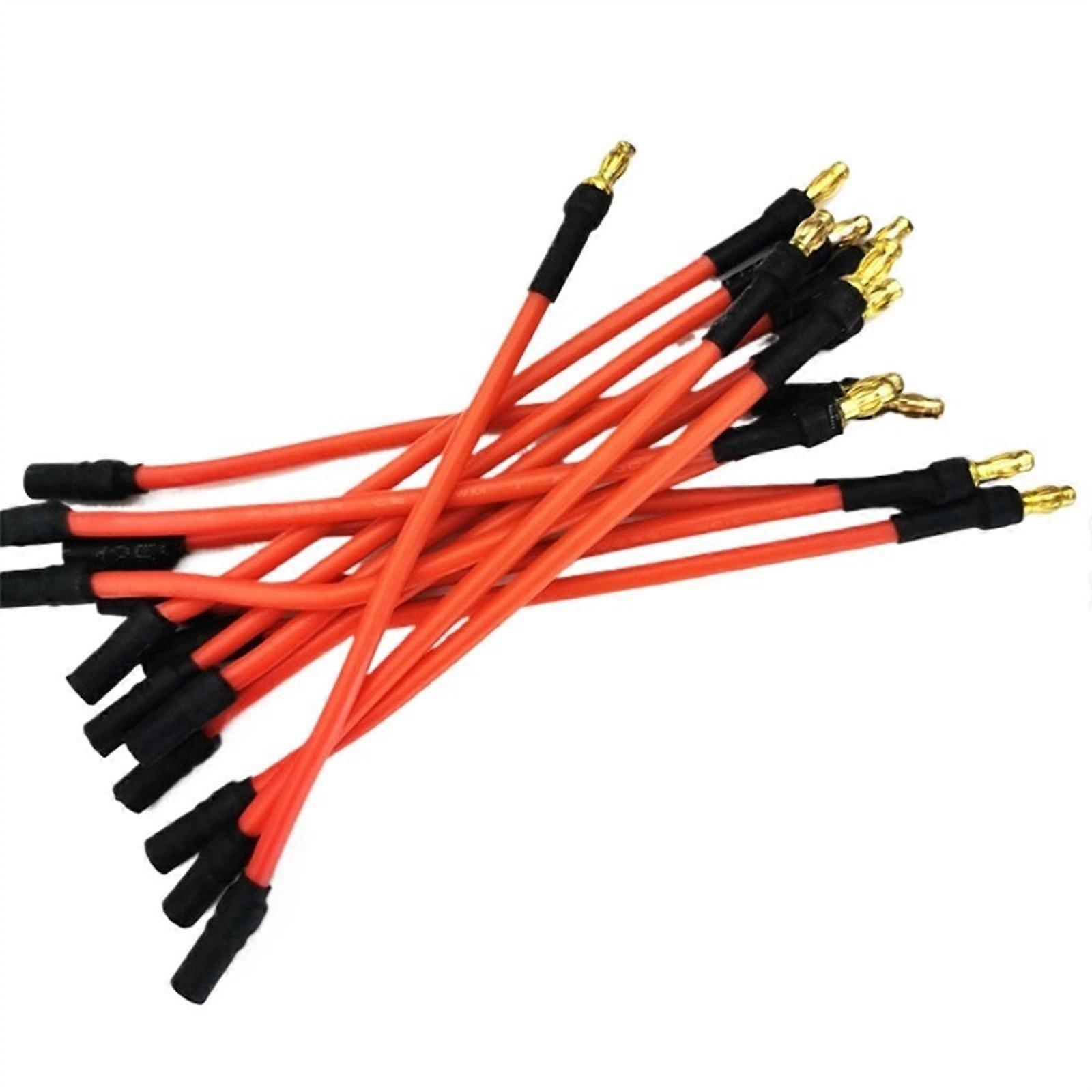 3pcs 3.5mm Banana Connector Extension Wire - 16AWG Silicone, 10cm, 25cm, 30cm Lengths, Color: 10cm