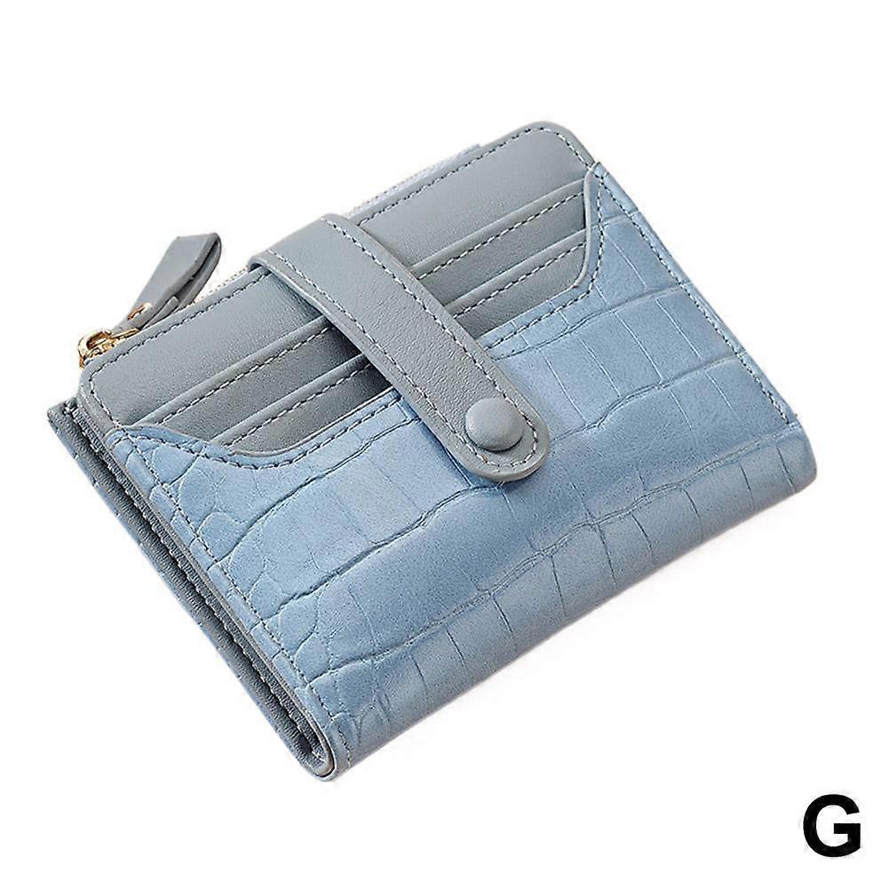 H9119 Light Blue (G) $ Women's Macaron Short Korean Wallet Crocodile Pattern Multi-card Slots Daily Versatile Fresh Women's Wallet
