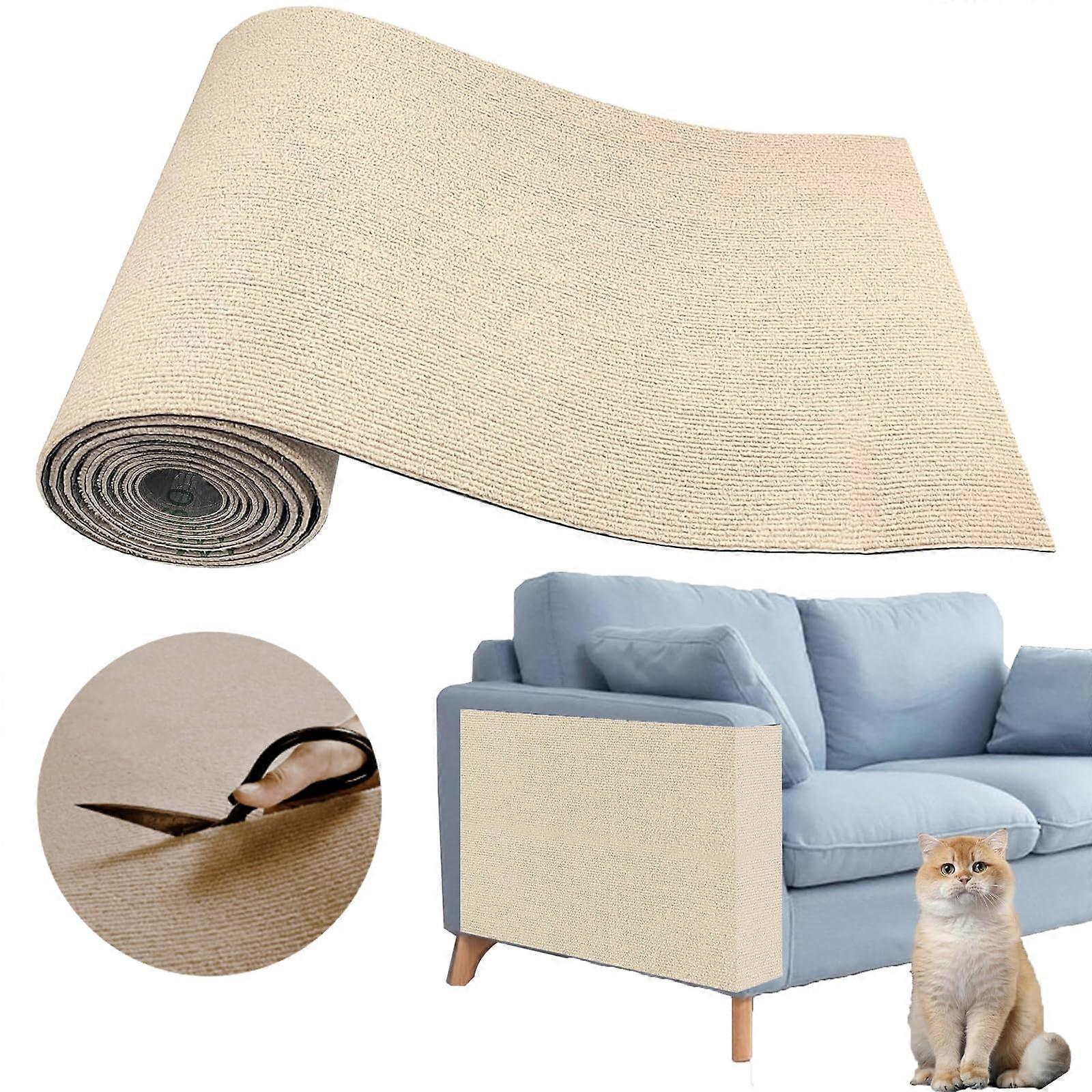 Cat Scratch Climbing Carpet Mat, 39.3x15.8 Inch Adhesive Protector for Furniture, Haki Color, Durable Material