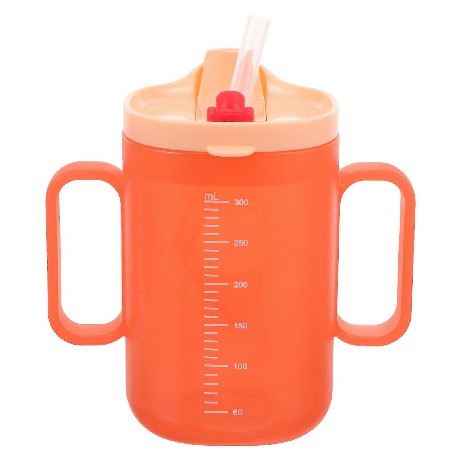 Prevent Choking Drinking Cup  Double Handle Kids Straw Water Cup With scale