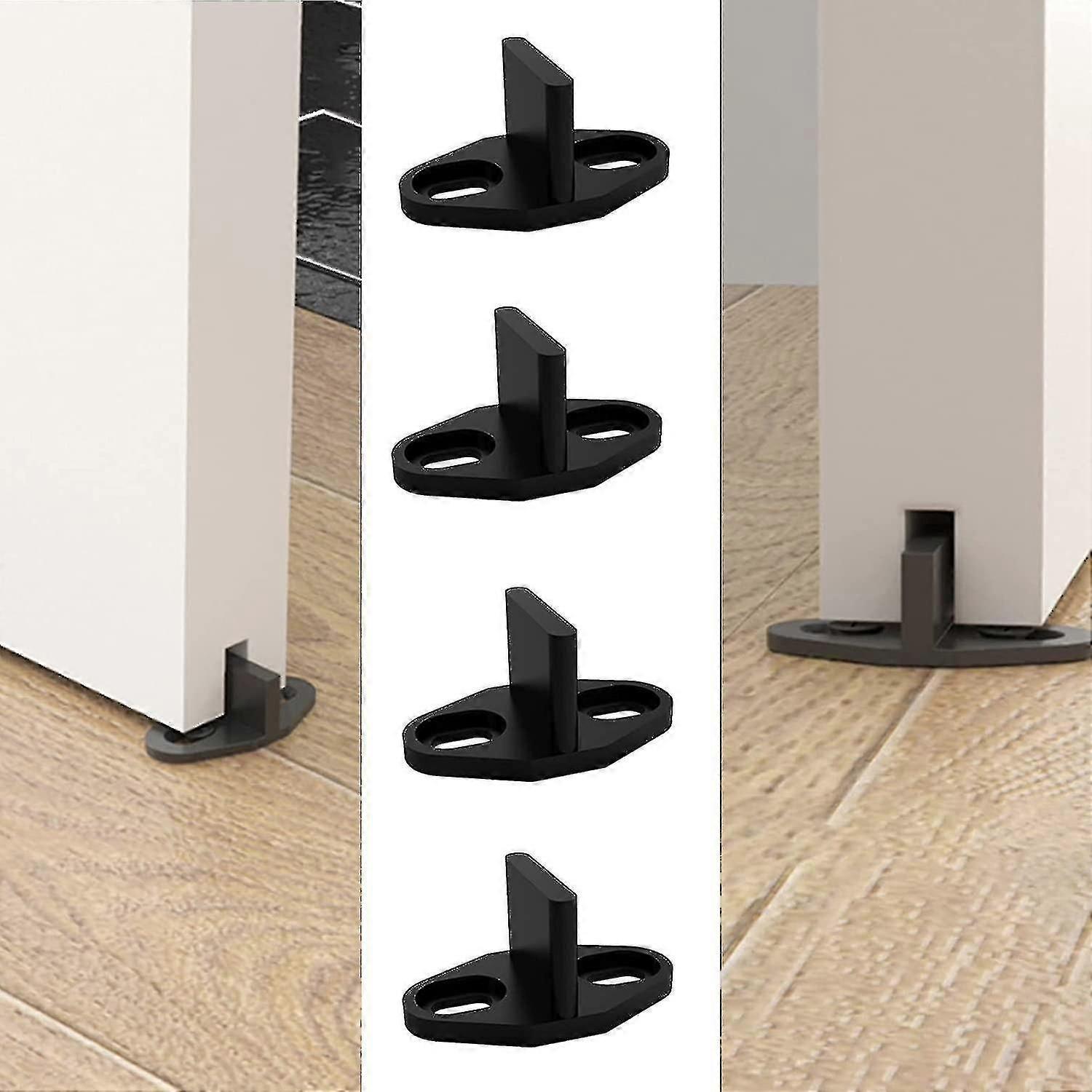 Pocket Door Guide, 4 Pcs Sliding Door Floor Guide Sliding Barn Door Bottom For Cabinet Door Wood Doo