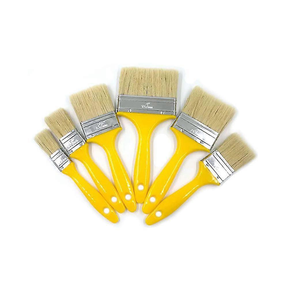 12-Piece Collection of Flat Brushes Suitable for Various Paint Types Including Six Different Sizes