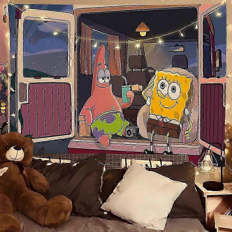 Spongebob  Background Wall Cloth Cartoon Animation Hanging Cloth Dormitory Bedroom Hanging Picture PO