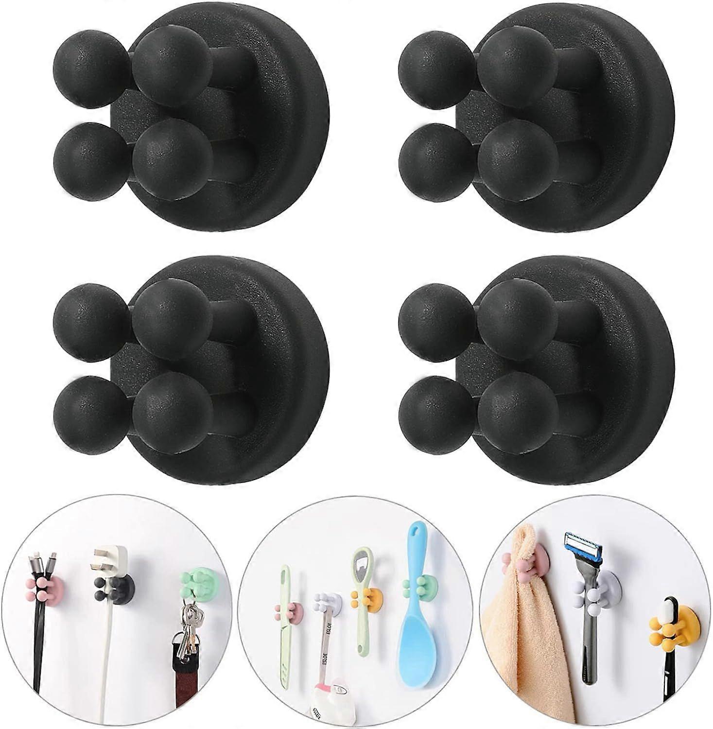 SCSYV 6 Pcs Silicone Toothbrush Holders - Multi-Function Hook Waterproof Self Adhesive Wall Mounted Single Hook for Hanging Key, Utility Plug Holder f