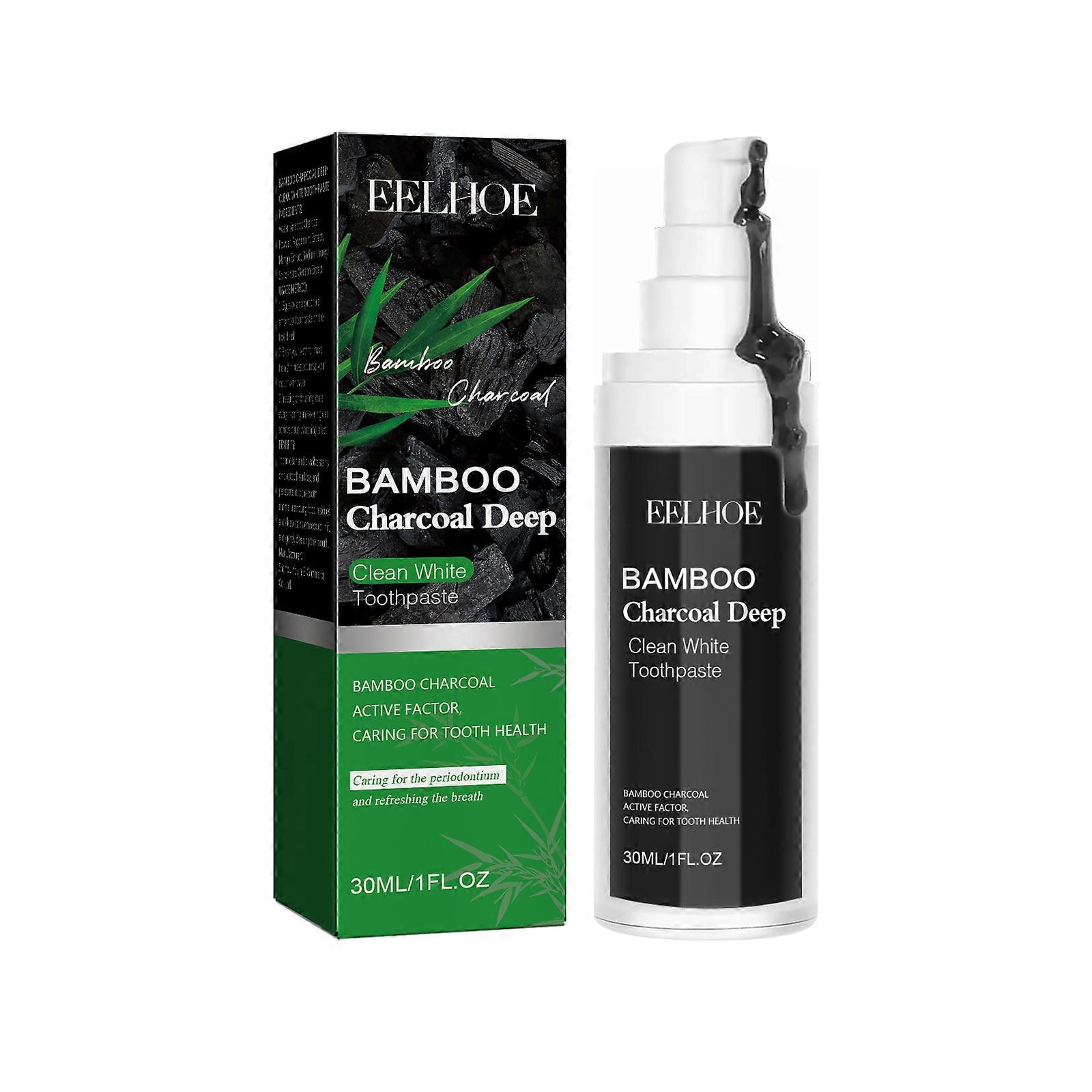 EELHOE bamboo charcoal whitening toothpaste, whitens teeth, strengthens tooth enamel, easily removes stains, and refreshes breath