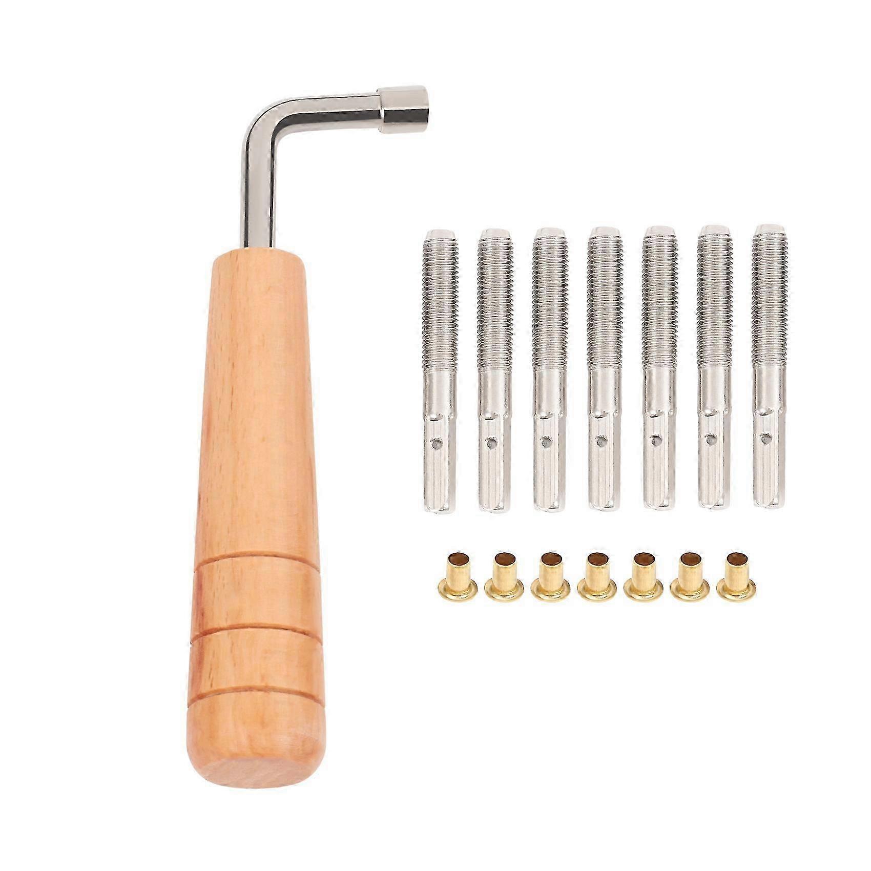 7Pcs Tuning Pins with L-Shape Tuning Wrench for Lyre Harp Strings and Other Primitive Stringed Inst