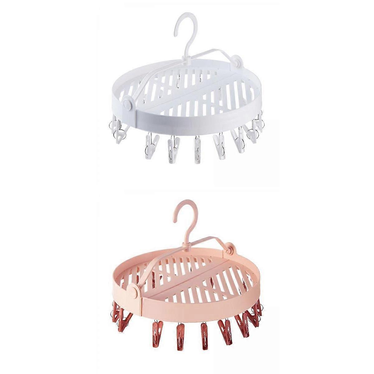 2pcs Round Hanging Drying Hanger with 18 Clips Quickly Remove for Scarf