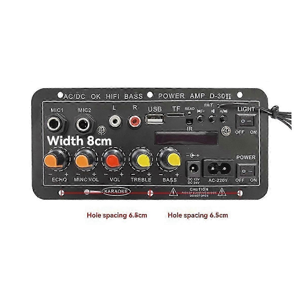 12V 24V 220V Digital Bluetooth Amplifier Board Subwoofer Dual Microphone Karaoke Amp Speaker Theater DIY 30W EU Plug