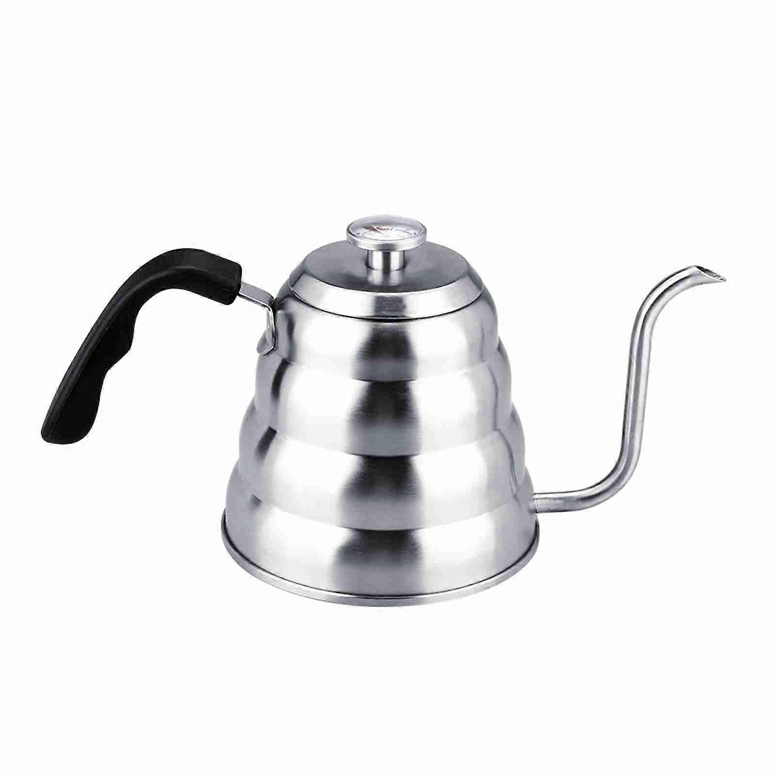 304 Stainless Steel Pour Over Coffee Gooseneck Kettle Teapot with Thermometer Home 1.2L