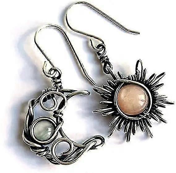Bohemian Earrings With Asymmetric Pendants Moon Sun