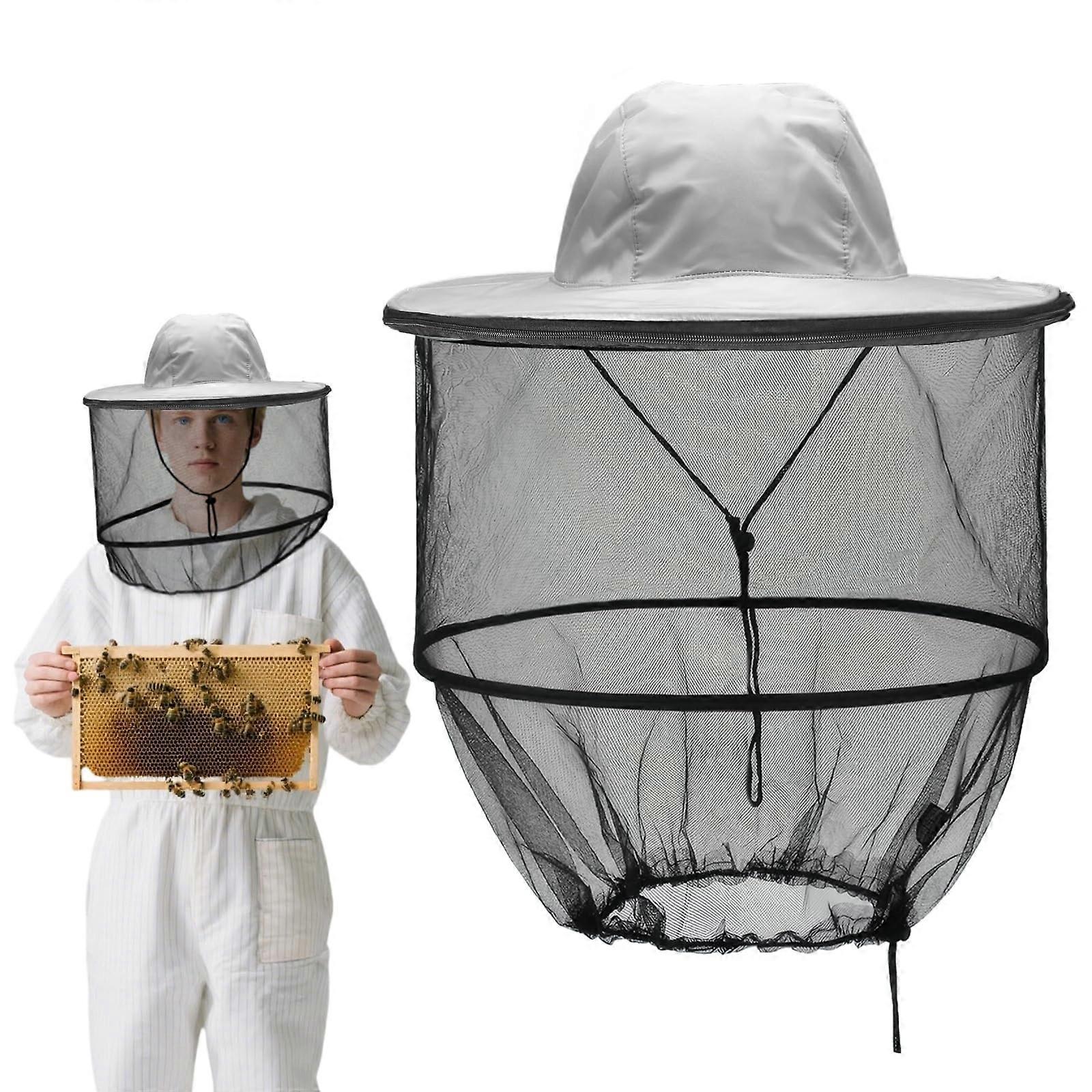Beekeeper Hat with Veil Foldable Mosquito Net Grey For Beekeeping, Gardening, Hiking, Hunting
