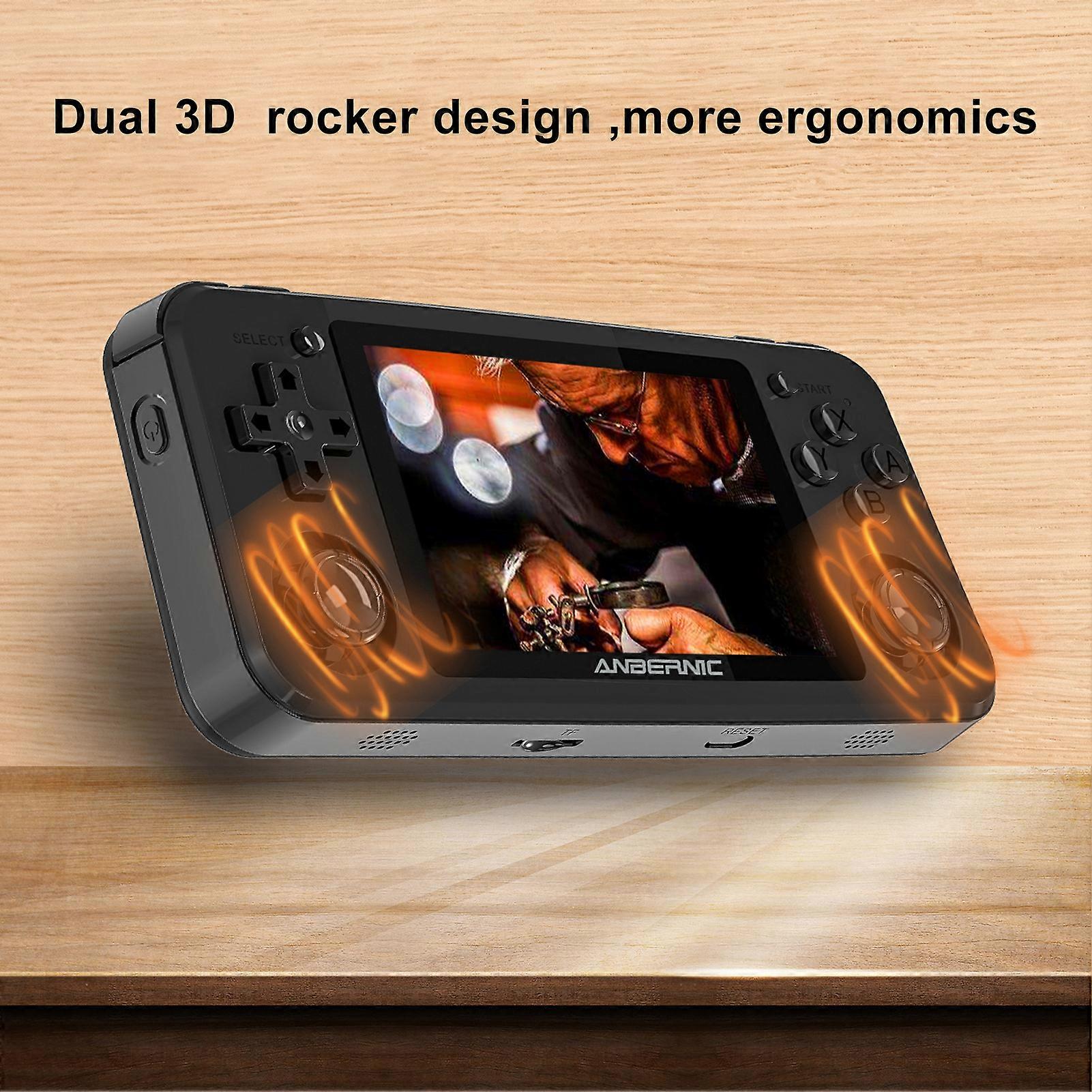 ANBERNIC Handheld Game Console, Portable Game Console with 3.5 Inch IPS Screen Double 3D Rocker Supports TF Extend 256GB, 3.5mm Sound Headphones Blac
