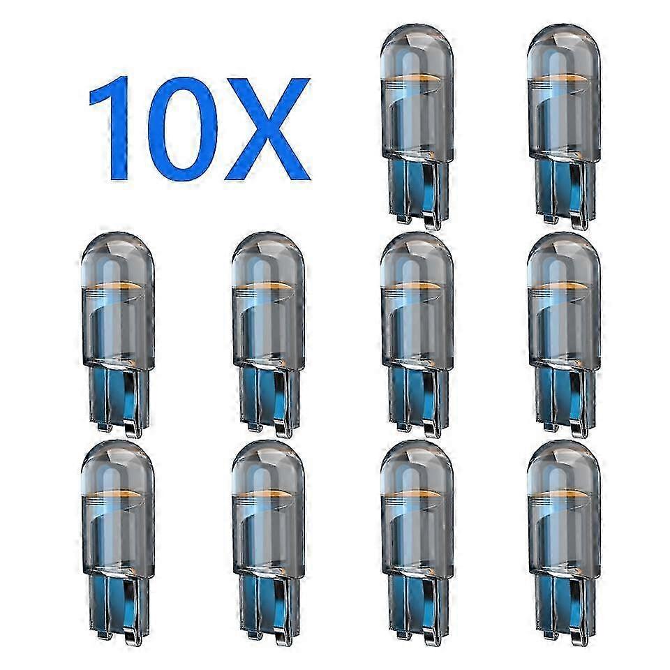 10x Latest W5W LED T10 Car Light COB Glass 6000K White Automotive License Plate Lamp Dome Reading DRL Bulb Design 12V Suitable for Various B