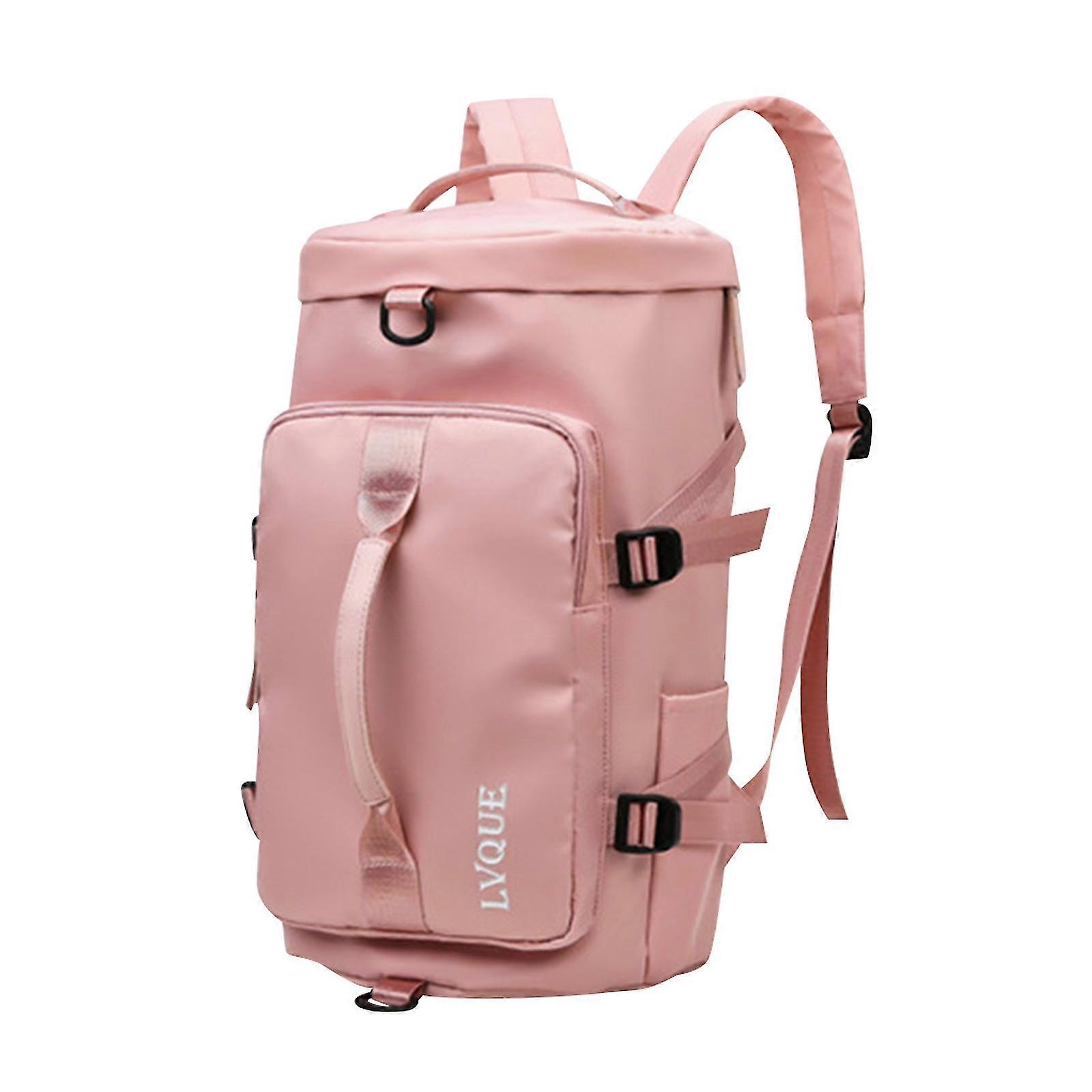 Women's Gym Bag with Shoe Compartment - Light Pink Duffle Backpack