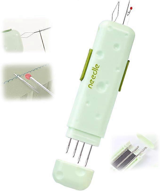 2pcs Automatic and Manual Needle Threader, 3 in 1 Sewing Threader, Portable Needle Threader with Lemon and Mint Colours for Sewing and Craft Projects