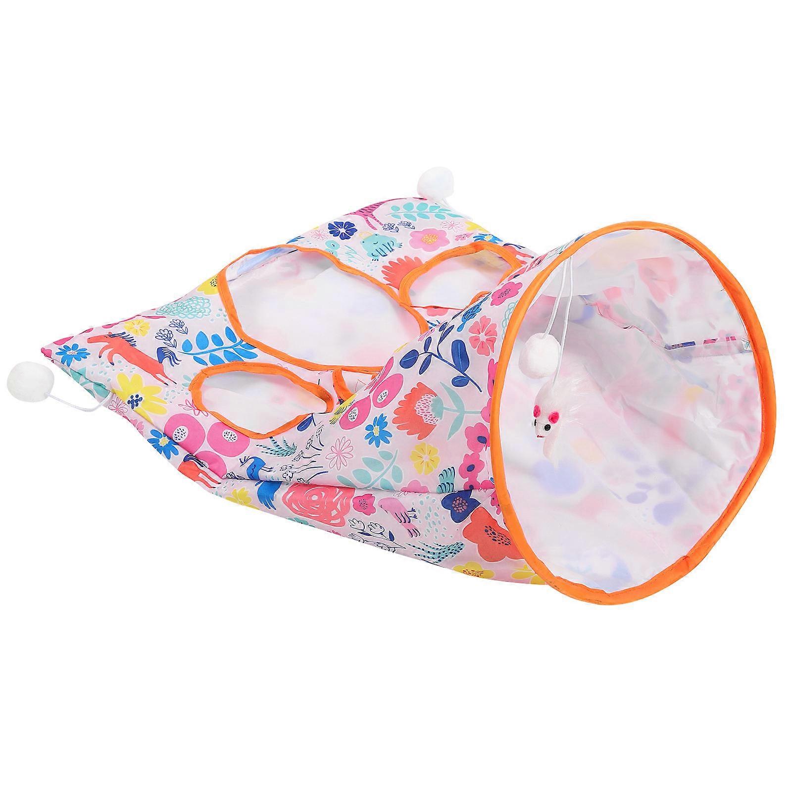 Toy For Cat Pet Tunnel Cat Foldable Set Indoor Play Cat Owners 50.00X44.50X30.00Cm Pink Interactive Toy 1Pcs