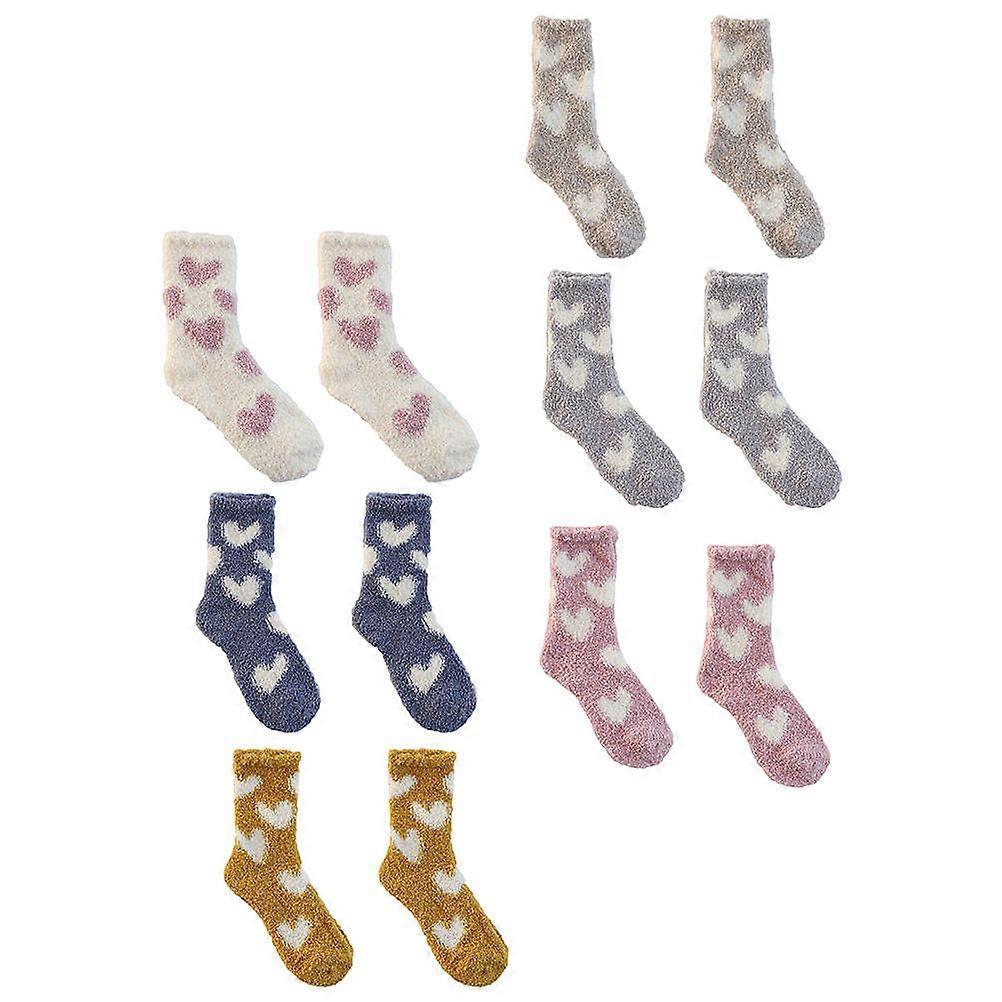 Warm Socks Women Fuzzy Warm Socks Autumn Winter Breathable Thickened 6Pairs
