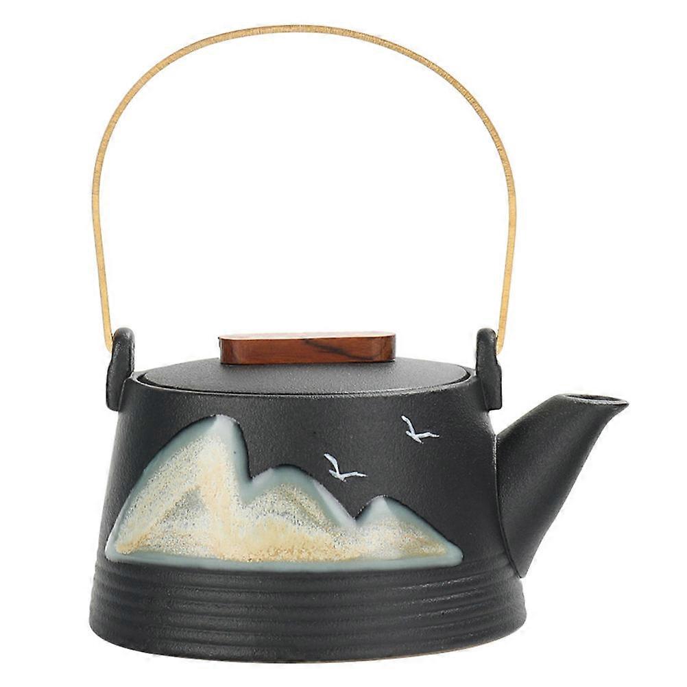 Teapot For Loose Leaf Tea Ceramic Teapot Tea Aficionados Metal Handle Home Use .3x12.5cm 1Pc