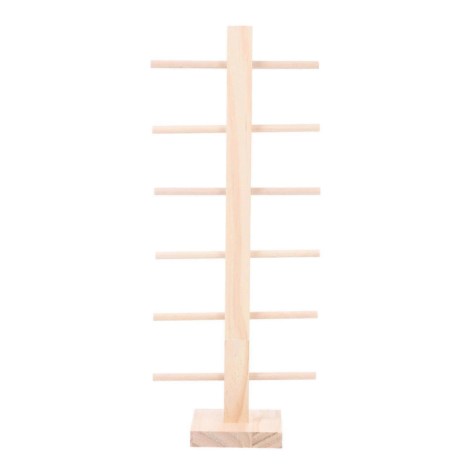 Eyeglass Display Stand Wood Sunglasses Organizer Rectangular Shape Simple Style 1Pack