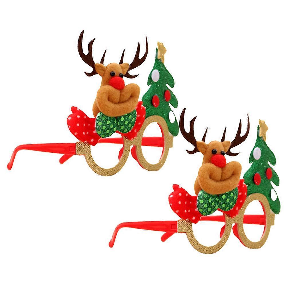 Creative Funny Glasses Cartoon Glasses Frame Party Sunglasses Photo Props For Christmas Party Multi 2Pcs