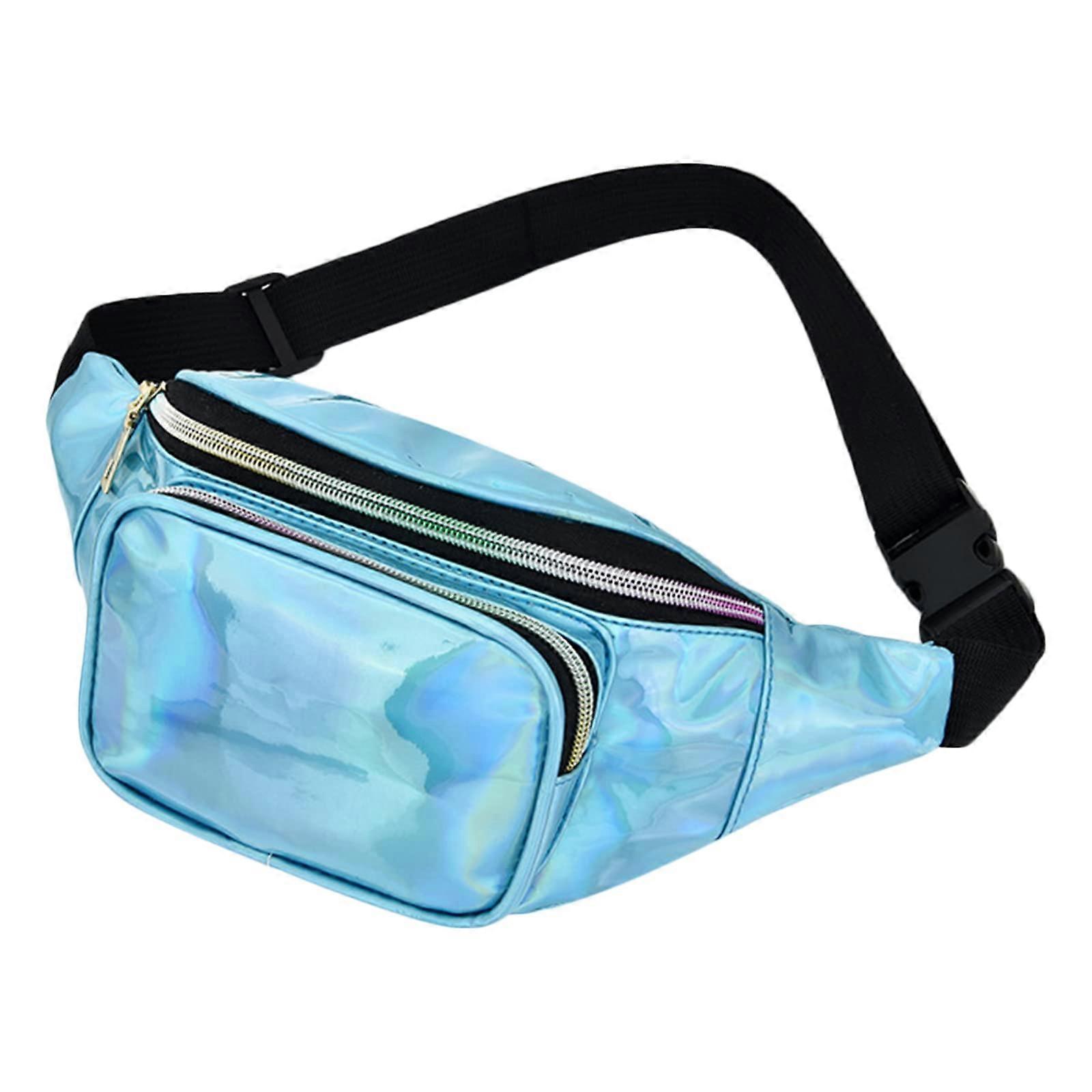 Reflective Running Belt with Water-Resistant Hip Bag for Hiking and Fitness, Adjustable Size, Blue