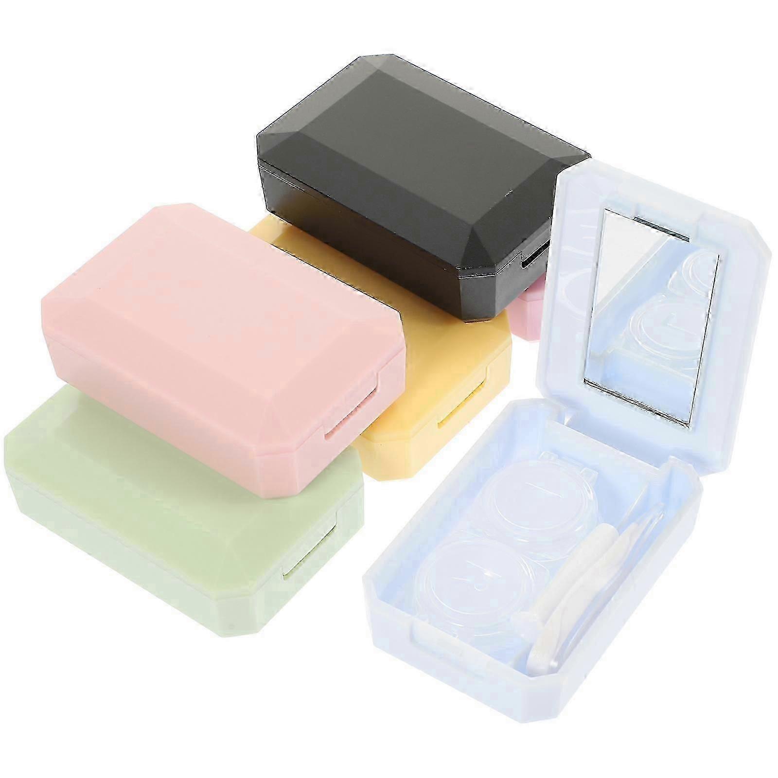 6 Sets of Contacts Lens Cases Travel Contacts Lens Boxes Contacts Lens Container with Mirror
